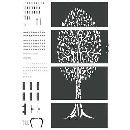 Garden Gate with Lock Black 85 x 175 cm Powder-coated steel