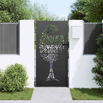 Garden Gate with Lock Black 85 x 175 cm Powder-coated steel