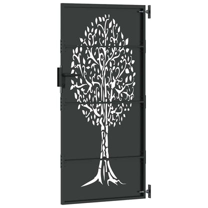 Garden Gate with Lock Black 85 x 175 cm Powder-coated steel
