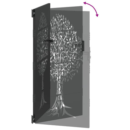 Garden Gate with Lock Black 85 x 175 cm Powder-coated steel
