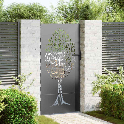 Garden Gate with Lock Black 85 x 200 cm Powder-coated steel