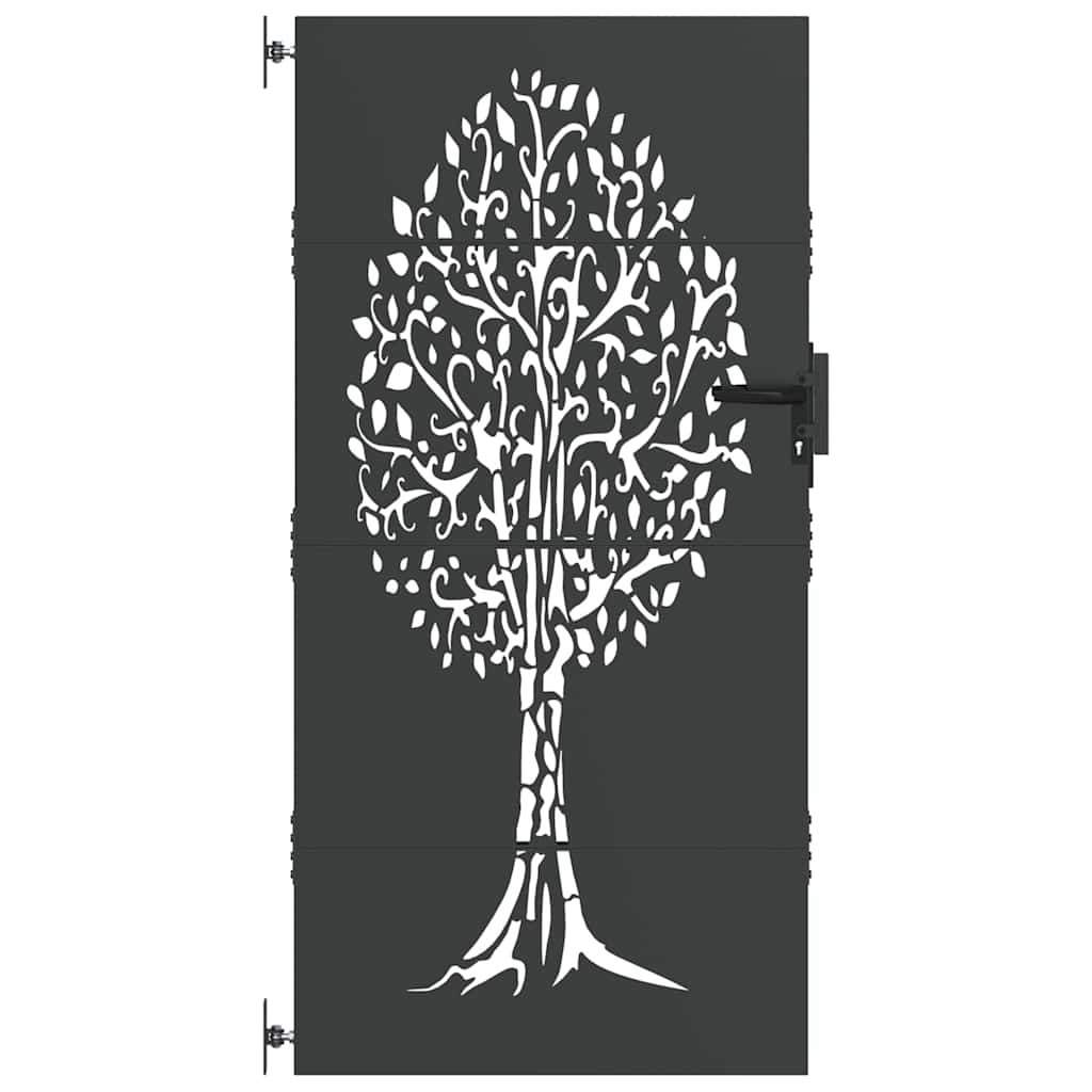 Garden Gate with Lock Black 85 x 200 cm Powder-coated steel