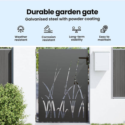 Garden Gate with Lock Black 85 x 125 cm Powder-coated steel