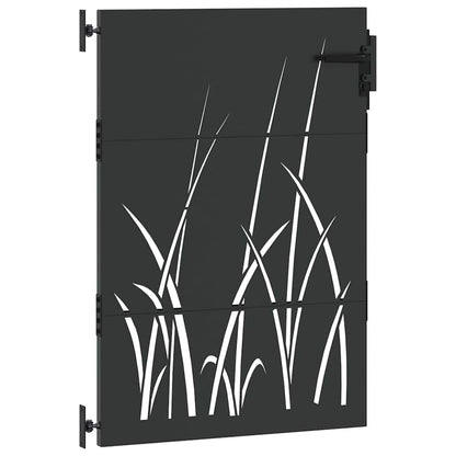 Garden Gate with Lock Black 85 x 125 cm Powder-coated steel