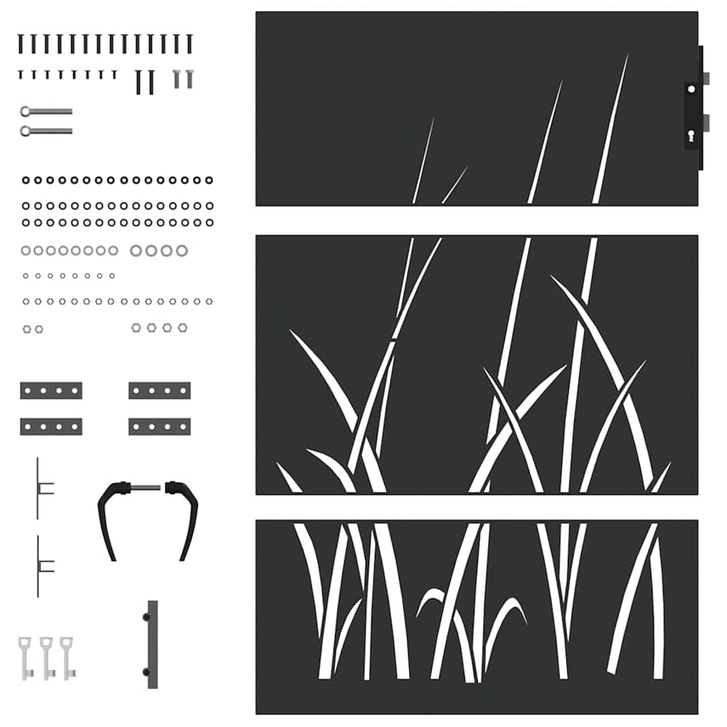 Garden Gate with Lock Black 85 x 150 cm Powder-coated steel