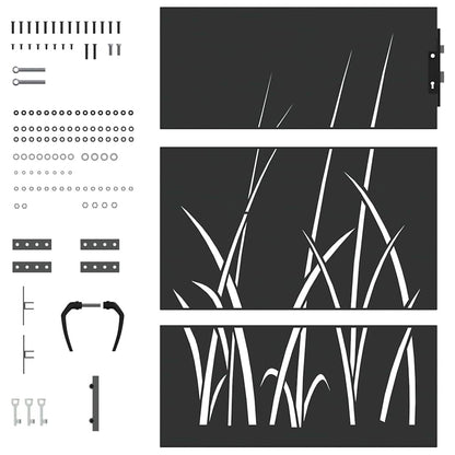 Garden Gate with Lock Black 85 x 150 cm Powder-coated steel
