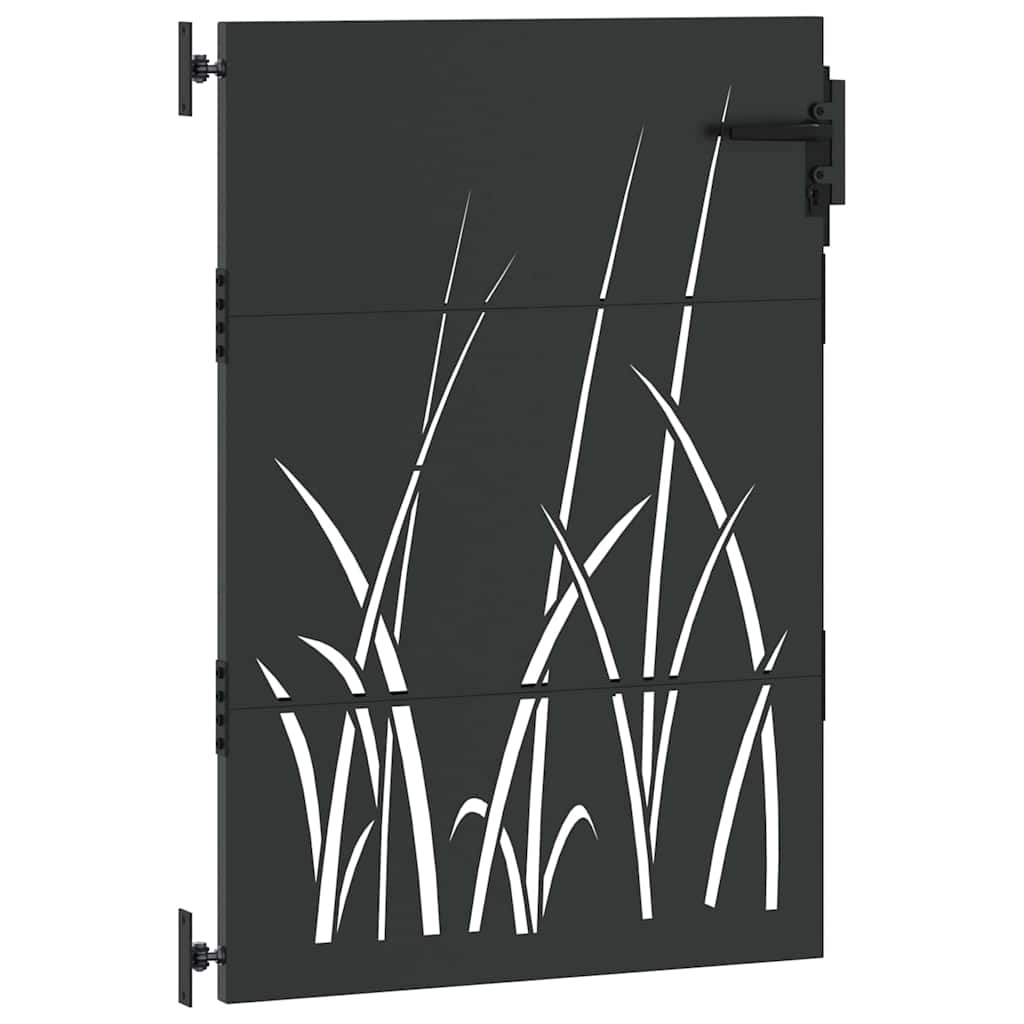 Garden Gate with Lock Black 85 x 150 cm Powder-coated steel