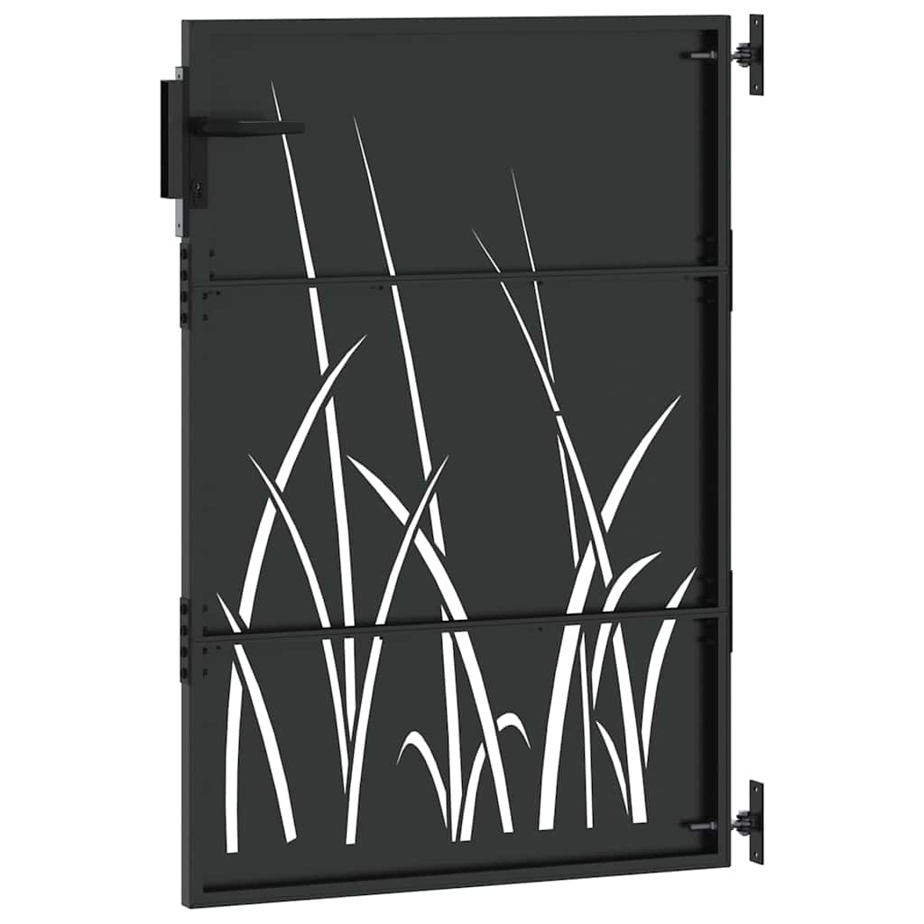 Garden Gate with Lock Black 85 x 150 cm Powder-coated steel