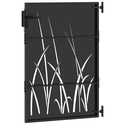 Garden Gate with Lock Black 85 x 150 cm Powder-coated steel