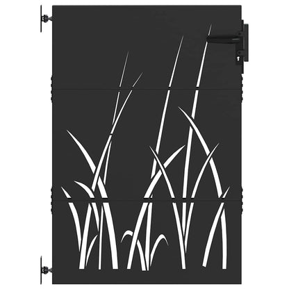 Garden Gate with Lock Black 85 x 150 cm Powder-coated steel