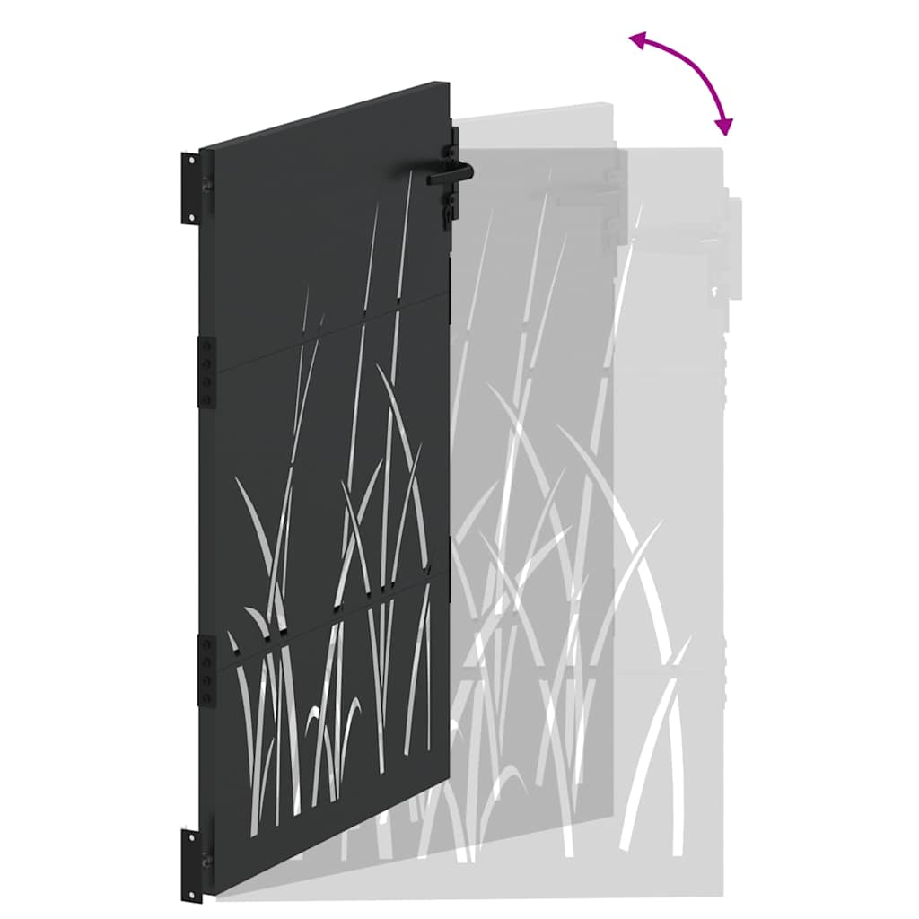 Garden Gate with Lock Black 85 x 150 cm Powder-coated steel