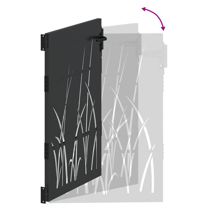 Garden Gate with Lock Black 85 x 150 cm Powder-coated steel