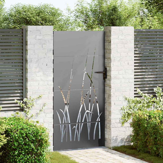 Garden Gate with Lock Black 85 x 200 cm Powder-coated steel