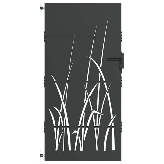 Garden Gate with Lock Black 85 x 200 cm Powder-coated steel