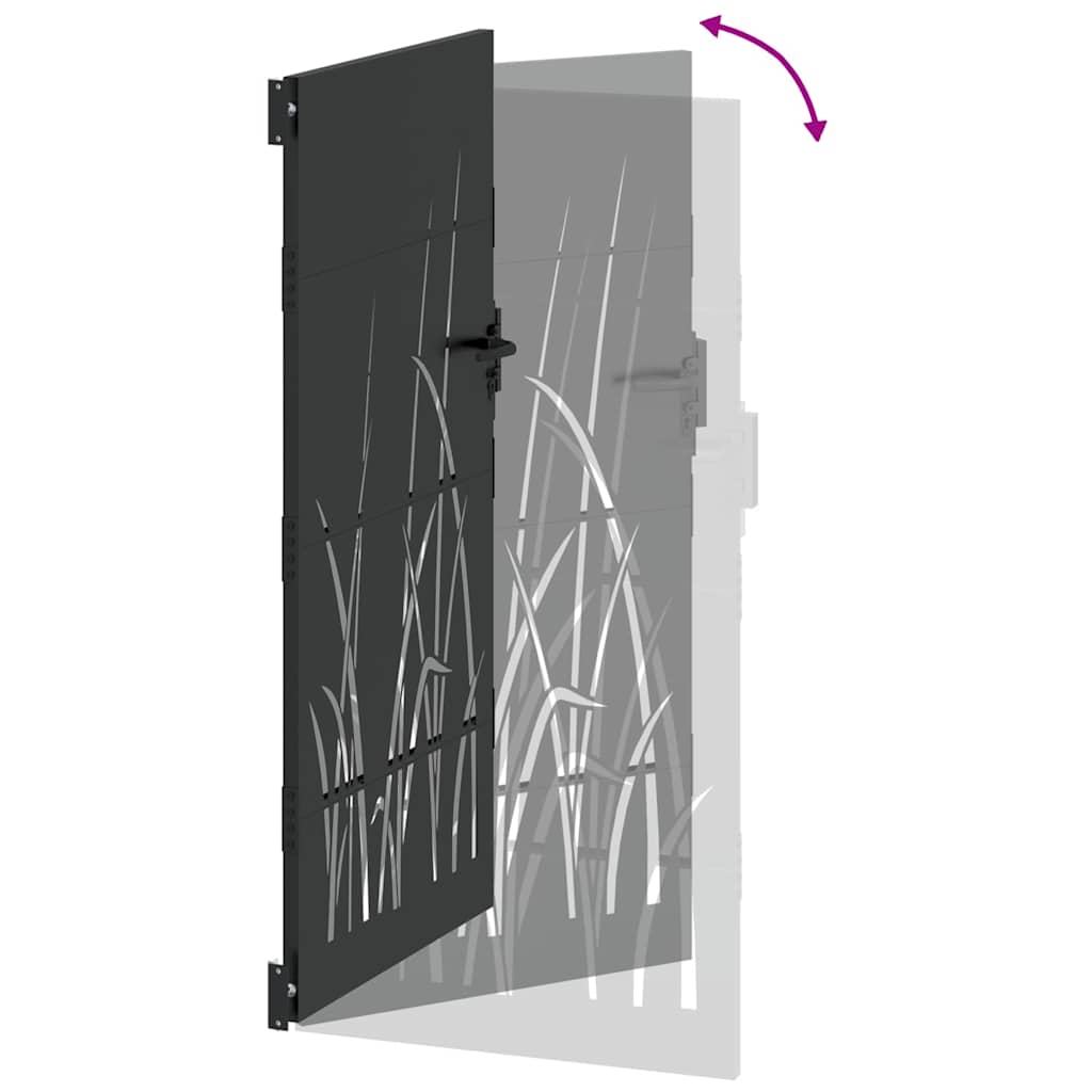 Garden Gate with Lock Black 85 x 200 cm Powder-coated steel