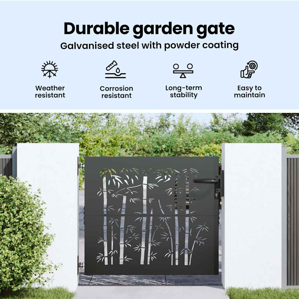 Garden Gate 85 x 100 cm Powder-coated steel Black Lockable