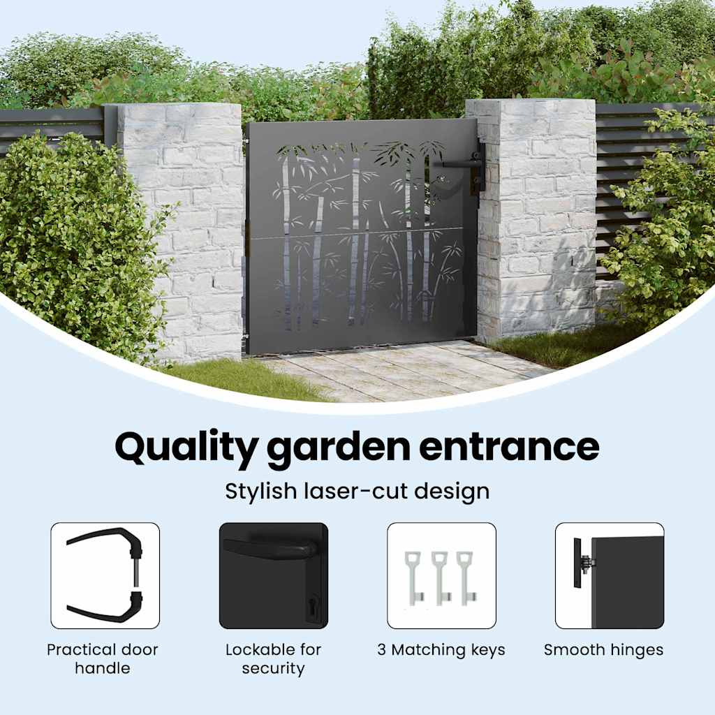 Garden Gate 85 x 100 cm Powder-coated steel Black Lockable