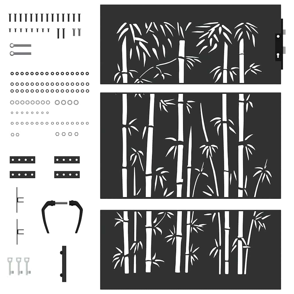 Garden Gate with Lock Black 85 x 125 cm Powder-coated steel