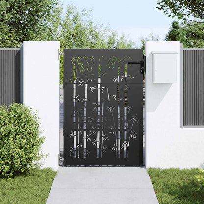 Garden Gate with Lock Black 85 x 125 cm Powder-coated steel