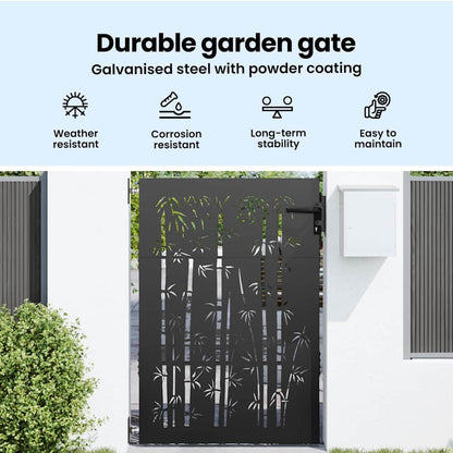 Garden Gate with Lock Black 85 x 125 cm Powder-coated steel