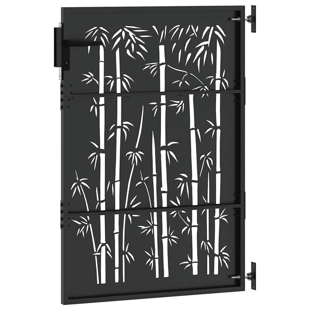 Garden Gate with Lock Black 85 x 125 cm Powder-coated steel