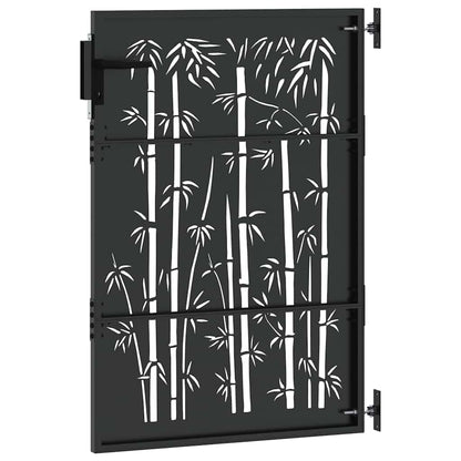 Garden Gate with Lock Black 85 x 125 cm Powder-coated steel