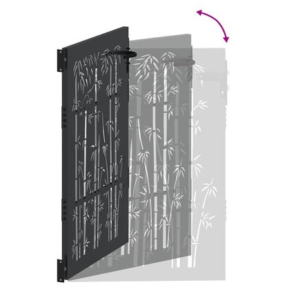 Garden Gate with Lock Black 85 x 125 cm Powder-coated steel