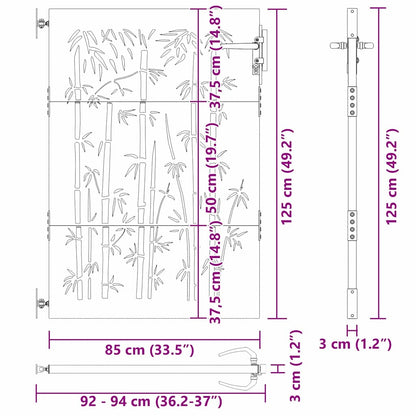 Garden Gate with Lock Black 85 x 125 cm Powder-coated steel