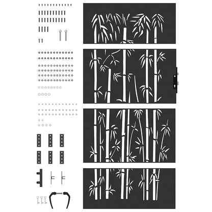 Garden Gate with Lock Black 85 x 100 cm Powder-coated steel