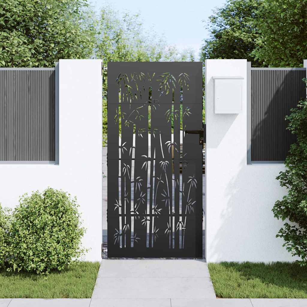 Garden Gate with Lock Black 85 x 100 cm Powder-coated steel