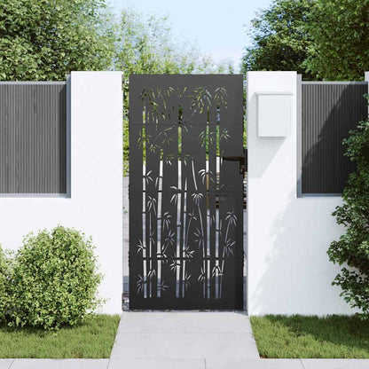 Garden Gate with Lock Black 85 x 100 cm Powder-coated steel