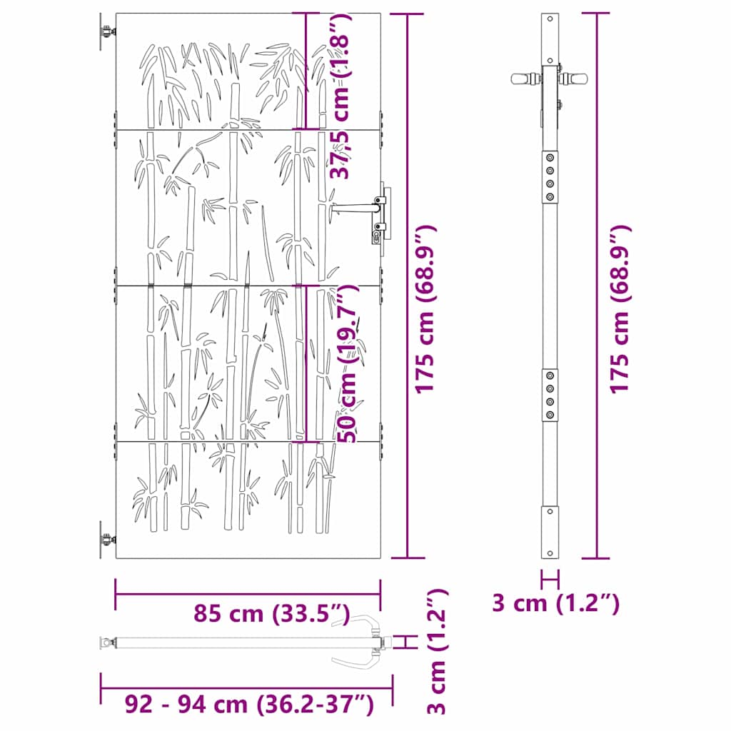 Garden Gate with Lock Black 85 x 100 cm Powder-coated steel