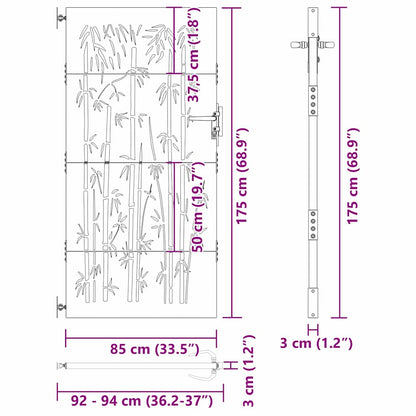 Garden Gate with Lock Black 85 x 100 cm Powder-coated steel
