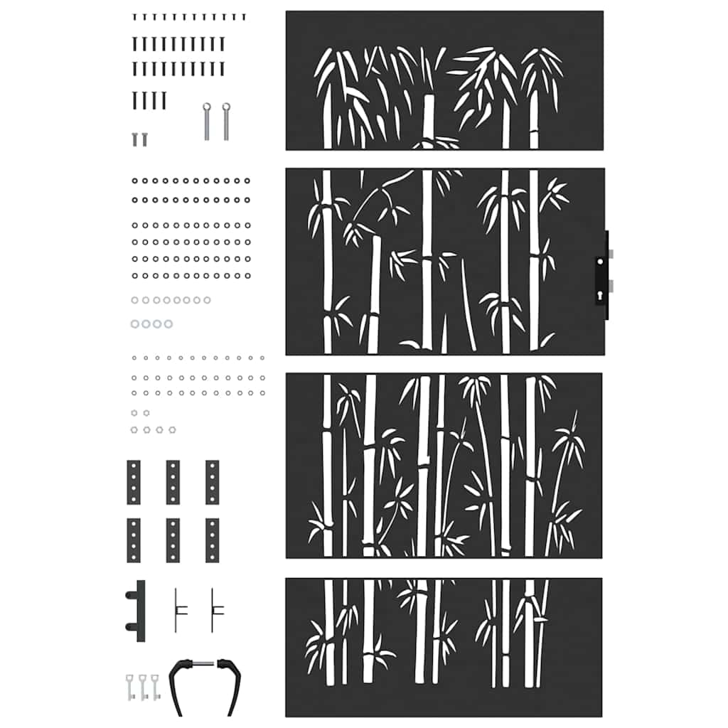 Garden Gate with Lock Black 85 x 200 cm Powder-coated steel