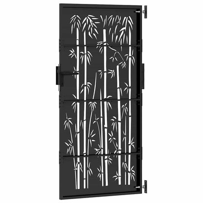 Garden Gate with Lock Black 85 x 200 cm Powder-coated steel