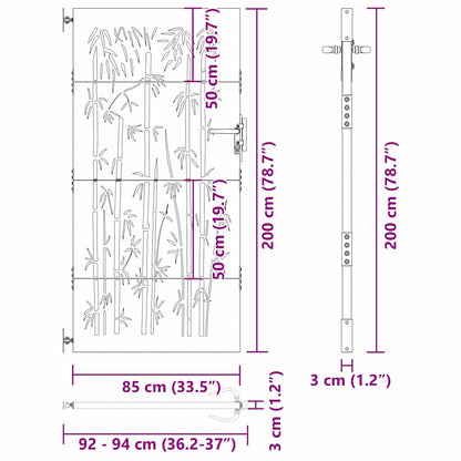 Garden Gate with Lock Black 85 x 200 cm Powder-coated steel