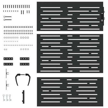Garden Gate with Lock Black 85 x 125 cm Powder-coated steel
