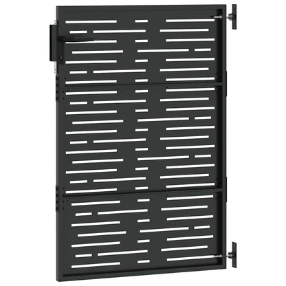Garden Gate with Lock Black 85 x 125 cm Powder-coated steel