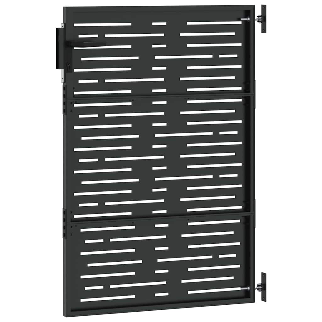 Garden Gate with Lock Black 85 x 150 cm Powder-coated steel