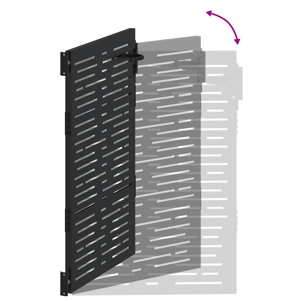 Garden Gate with Lock Black 85 x 150 cm Powder-coated steel