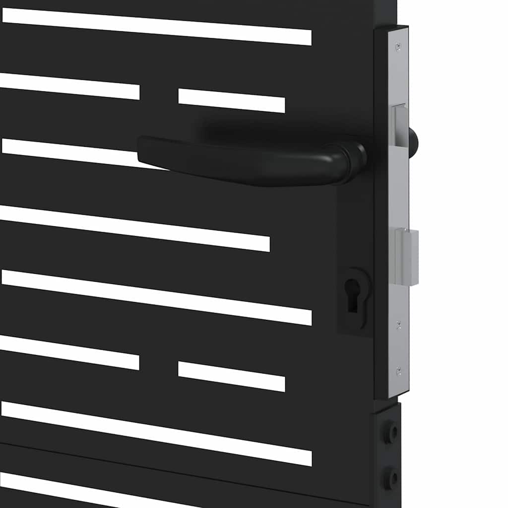 Garden Gate with Lock Black 85 x 175 cm Powder-coated steel