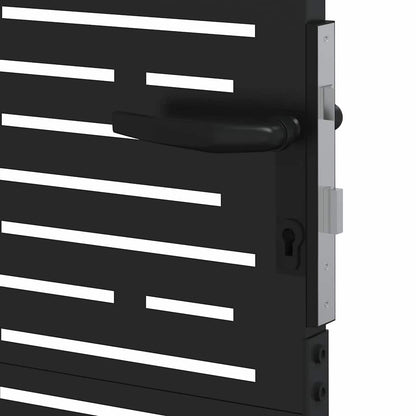 Garden Gate with Lock Black 85 x 175 cm Powder-coated steel