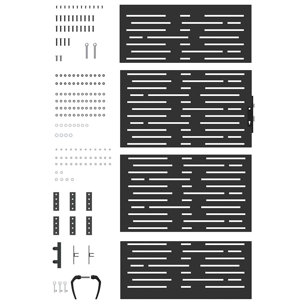 Garden Gate with Lock Black 85 x 175 cm Powder-coated steel