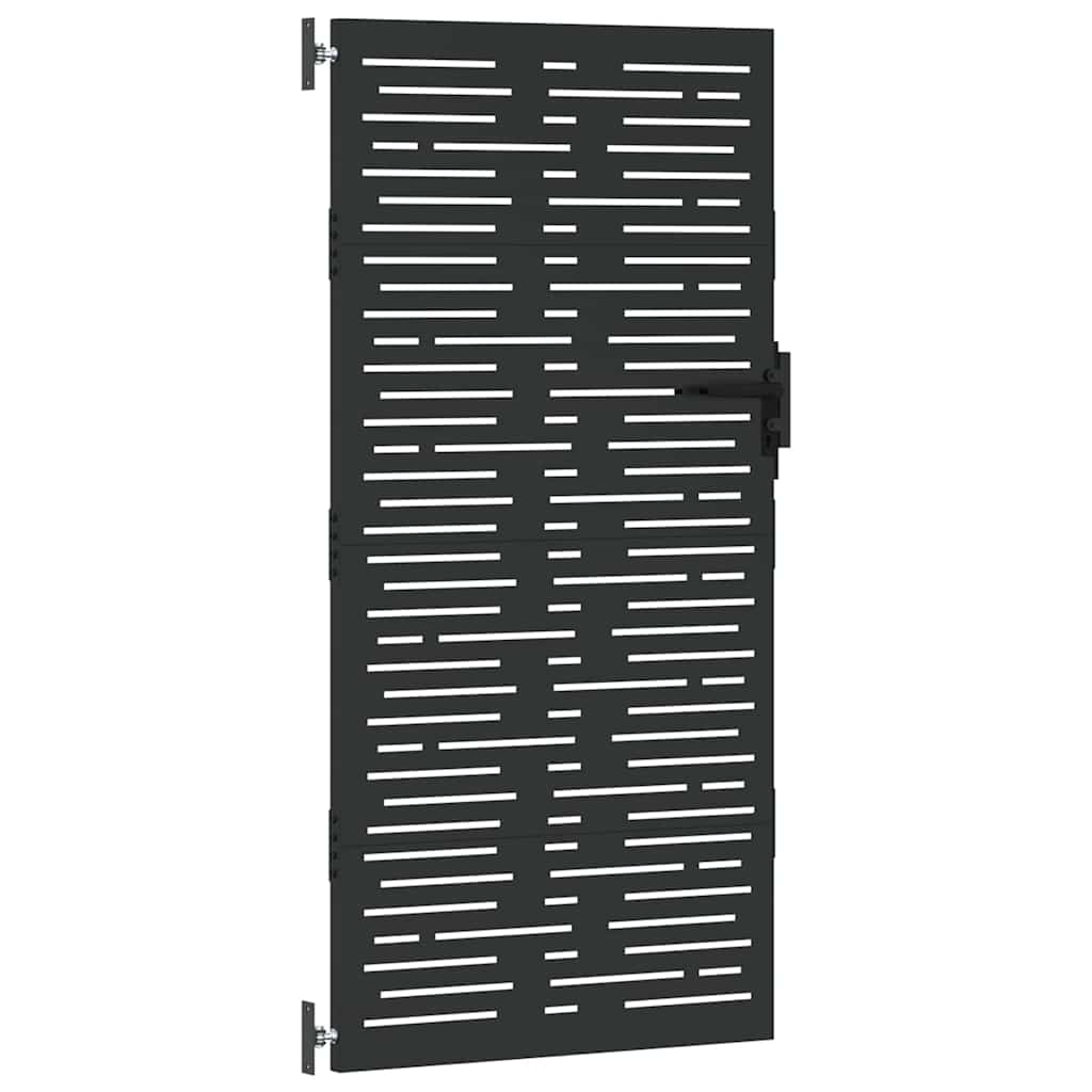 Garden Gate with Lock Black 85 x 175 cm Powder-coated steel