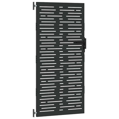 Garden Gate with Lock Black 85 x 175 cm Powder-coated steel