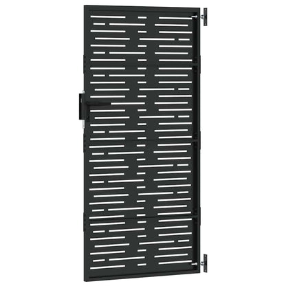 Garden Gate with Lock Black 85 x 200 cm Powder-coated steel