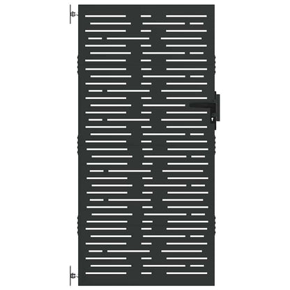 Garden Gate with Lock Black 85 x 200 cm Powder-coated steel