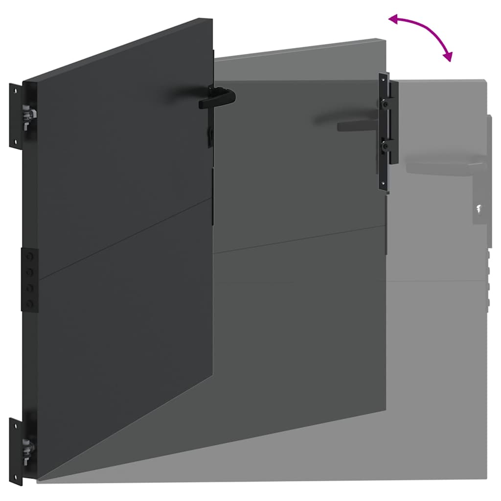Garden Gate with Lock Black 85 x 100 cm Powder-coated steel