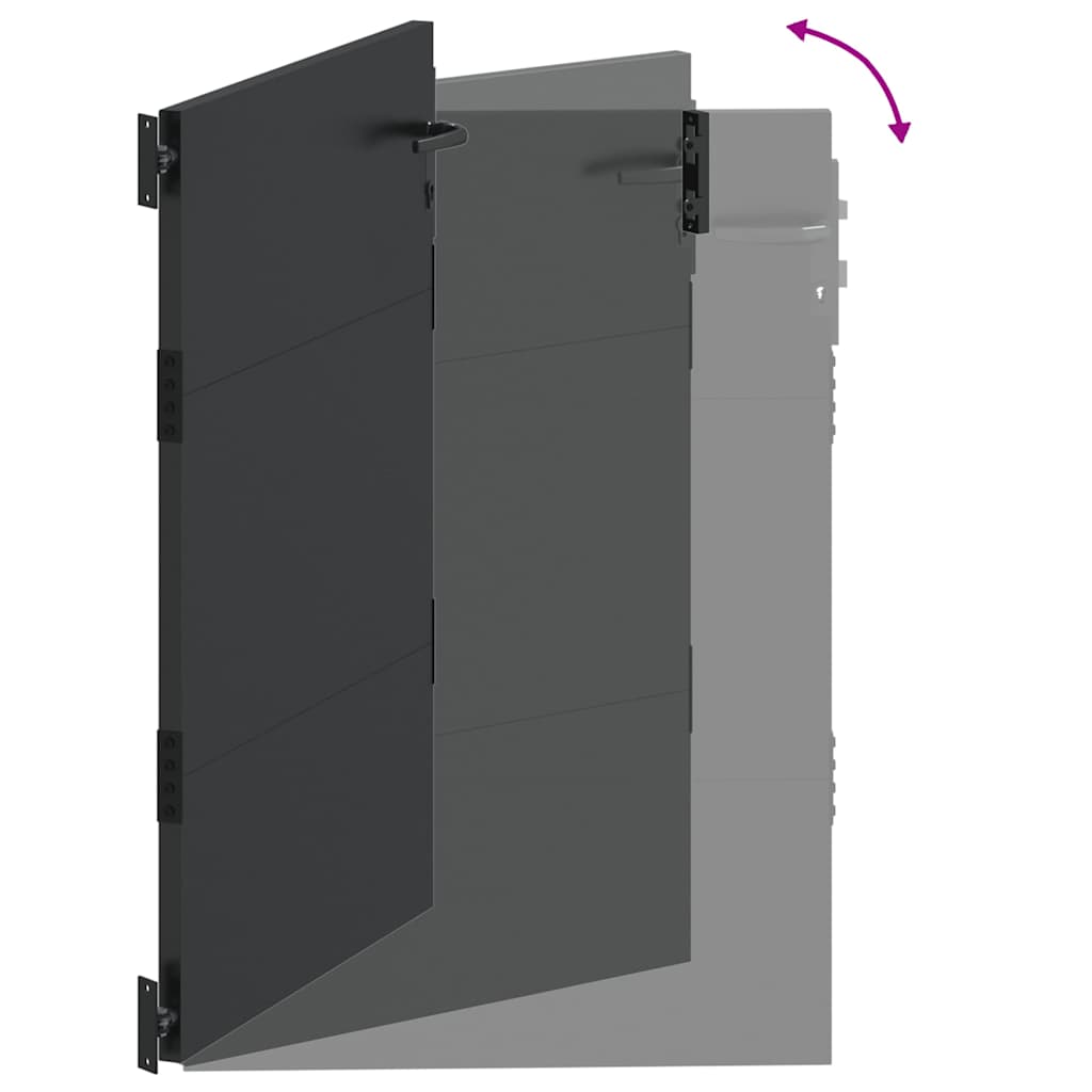 Garden Gate with Lock Black 85 x 125 cm Powder-coated steel