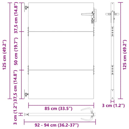 Garden Gate with Lock Black 85 x 125 cm Powder-coated steel